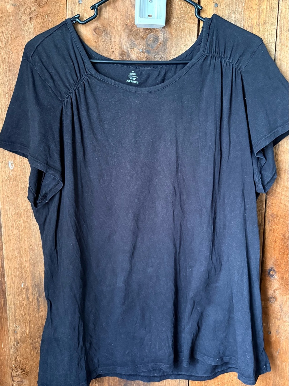 Joe Boxer Black Short Sleeve Top with Pleated Shoulder Detail